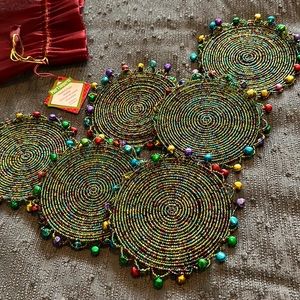 Never used Pier 1 Imports Colorful Beaded Jingle Coasters … set of 6
